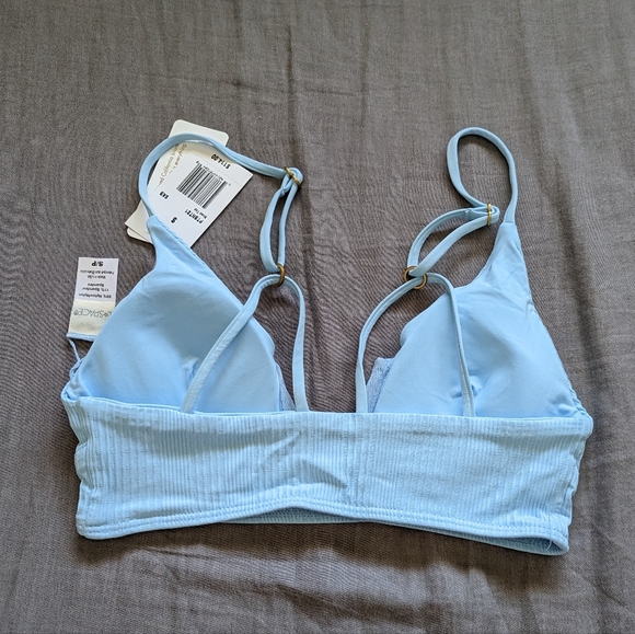 L*Space Siren Top Court Bottoms Bikini Set Pointelle Ribbed Sky Blue - Picture 6 of 12